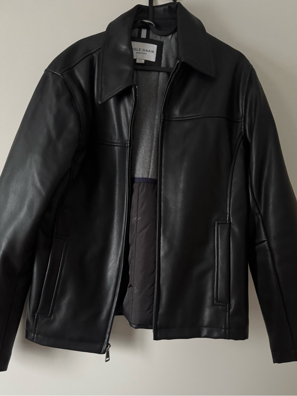 Cole Haan Black Leather Bomber Jacket